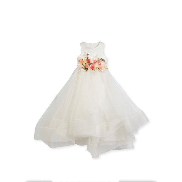 Little Miss Aoki Couture Tea-Length Flower Tulle Dress,